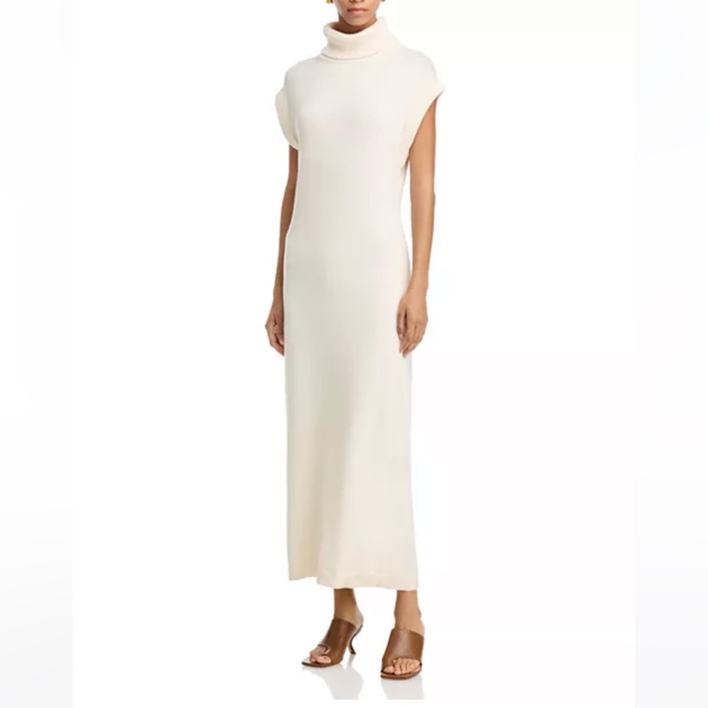 Simkhai Ivory Turtleneck Maxi Dress Sleeveless Knit Cashmere Blend Sz L NWT